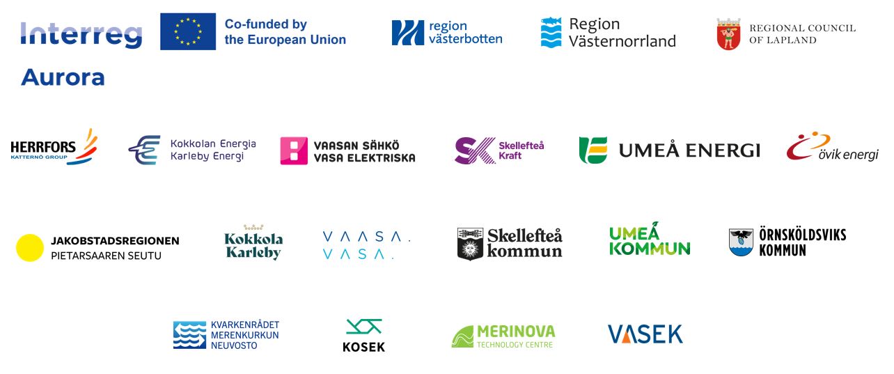 Finansiärer: Interreg (Co-founded by the European Union), Region Västerbotten, Region Västernorrland, Regional council of Lappland, Herrfors Katternö group, Karleby Energi, Vasa Elektriska, Skellefteå Kraft, Umeå Energi, Övik Energi, Jakobstadsregionen, Karleby, Vasa, Skellefteå kommun, Umeå kommun, Örnsköldsviks kommun, Kvarkenrådet, Kosek, Merinova Technology centre och Vasek.